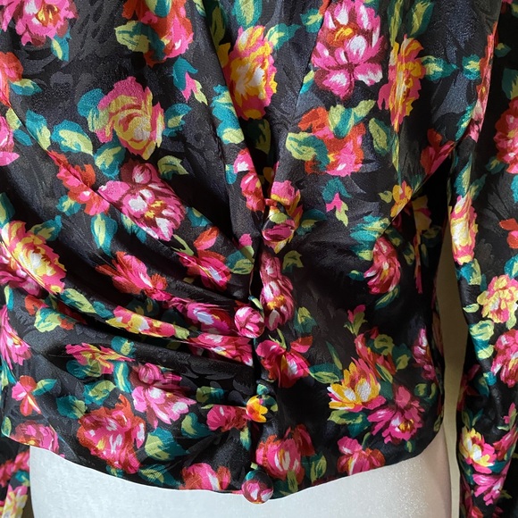 Vintage Pat Orgenti butique 80s Floral Print Blouse/Blazer Button Down Women’s - Picture 8 of 13